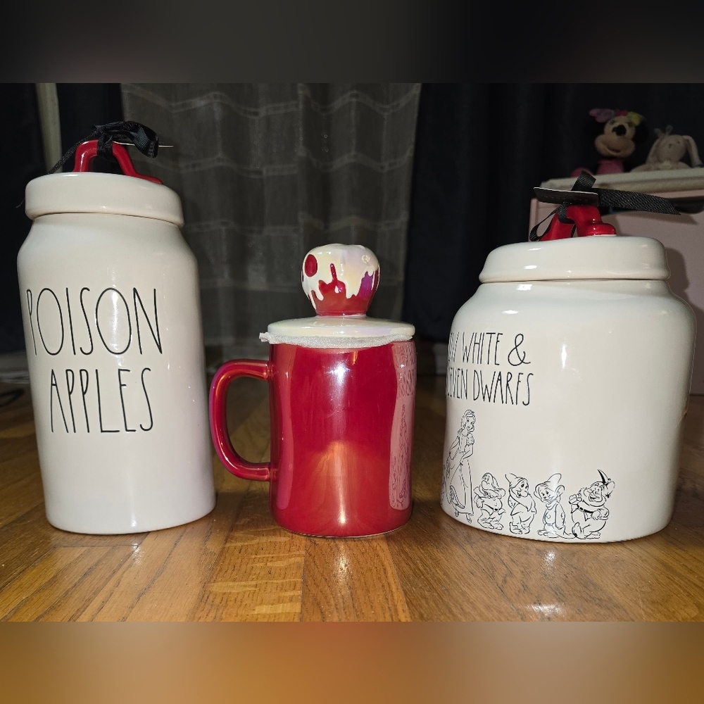 Rae Dunn Snow White Seven Dwarfs, Evil Queen Canisters & Poison Apple Mug Bundle - Picture 5 of 9